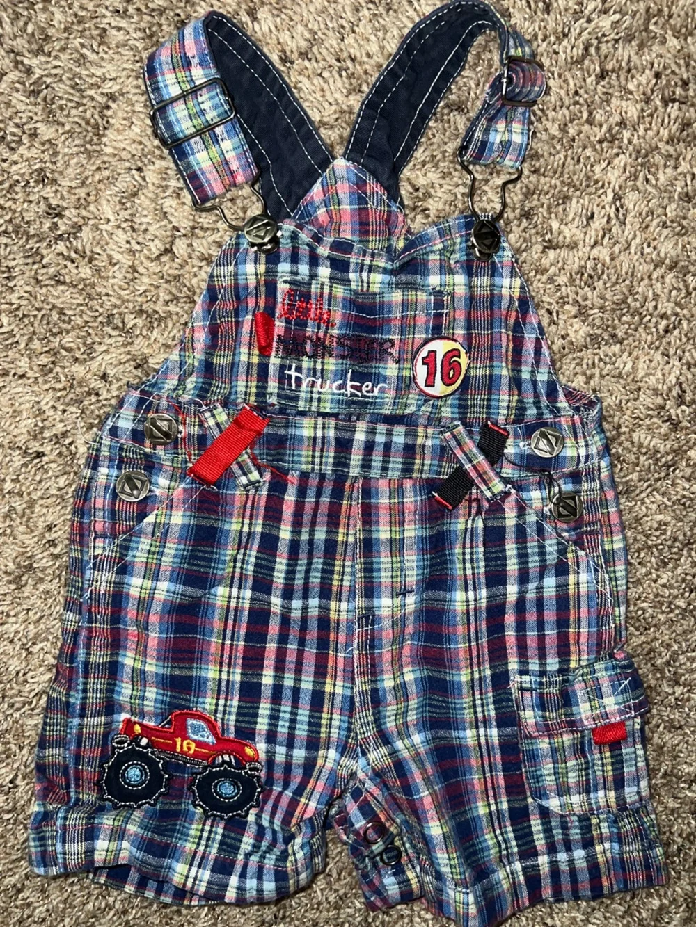 Y2K Retro OshKosh B'gosh Plaid and Denim Overalls Bundle Baby Boy 6/9m